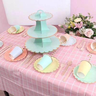 3-laags wegwerp ronde verjaardag cupcake dessert DIY papier ambachtelijke stand dessert display rek bruiloft feestartikelen taart gereedschap