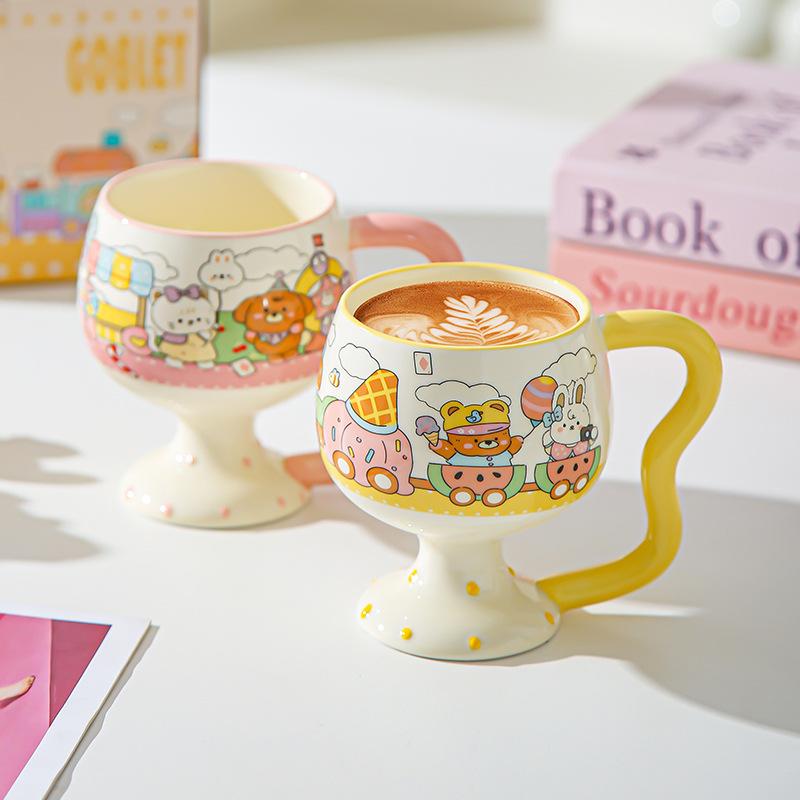 Mug Cute Cartoon Tall Ceramic Cup Couple Water Cup Women's Home Office Coffee Milk Cup Children