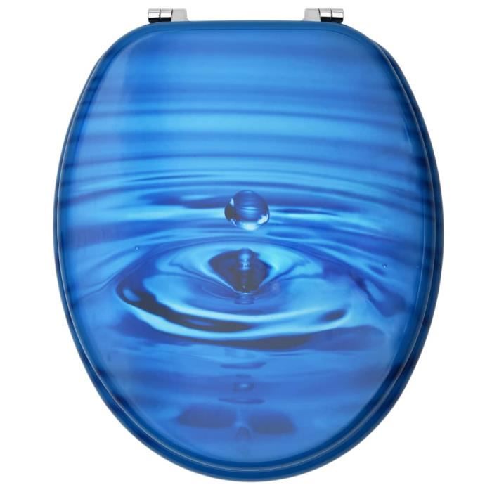 VidaXL Siège de toilette avec couvercle MDF Bleu Gouttes d'eau