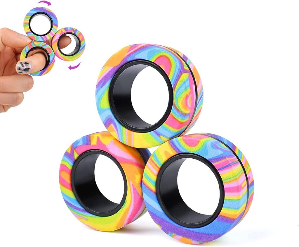 3Pcs Magnetic Rings Fidget Toy Set Adult Fidget Magnets Spinner Rings Fidget Pack Great Gift for Adults Teens Kids