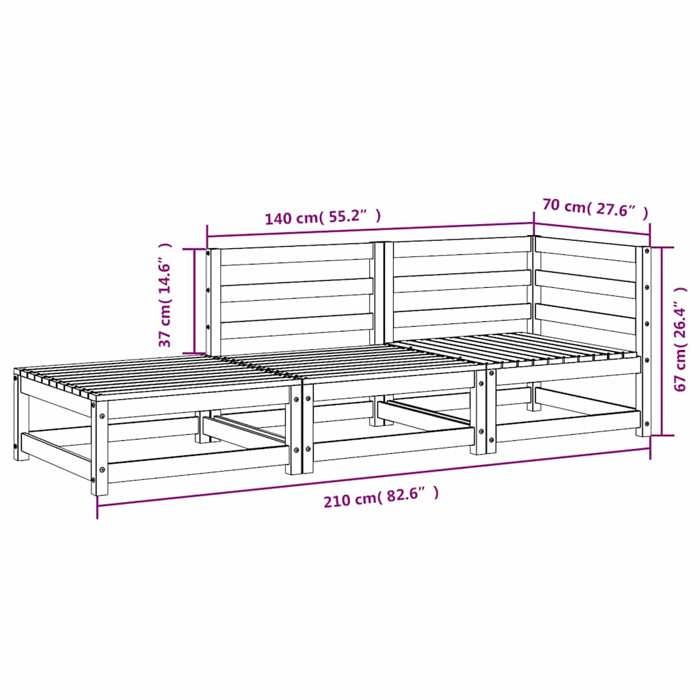 VidaXL Garden Sofa Footrest 2 Seater, Seat with Backrest, Outdoor Patio Backyard Terrace Furniture, Wood 837974