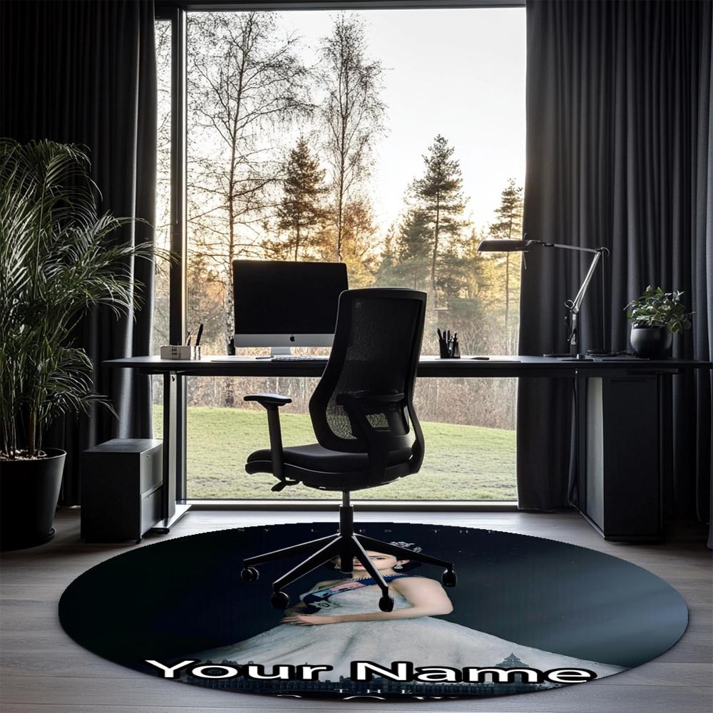 Custom Name The Crown Printed Round Rug Carpet Chair Rug Area Rug Entryway Doormats,for Office Chair Living Room Bedroom Kitchen Room.