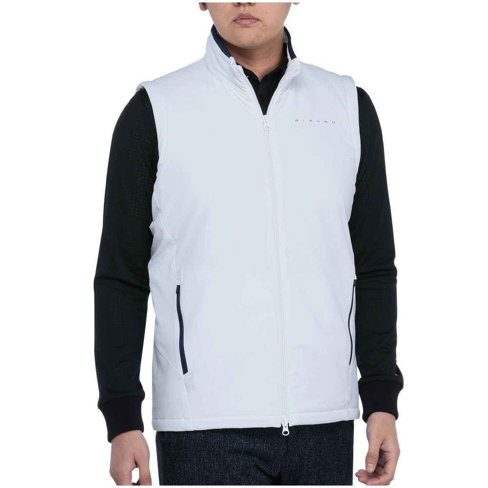 Mizuno Breath Thermo Golf with Removable Sleeves and Mizuno Move Tech E2MEB506 Jacket, Men's White, Heat-Generating Material,
