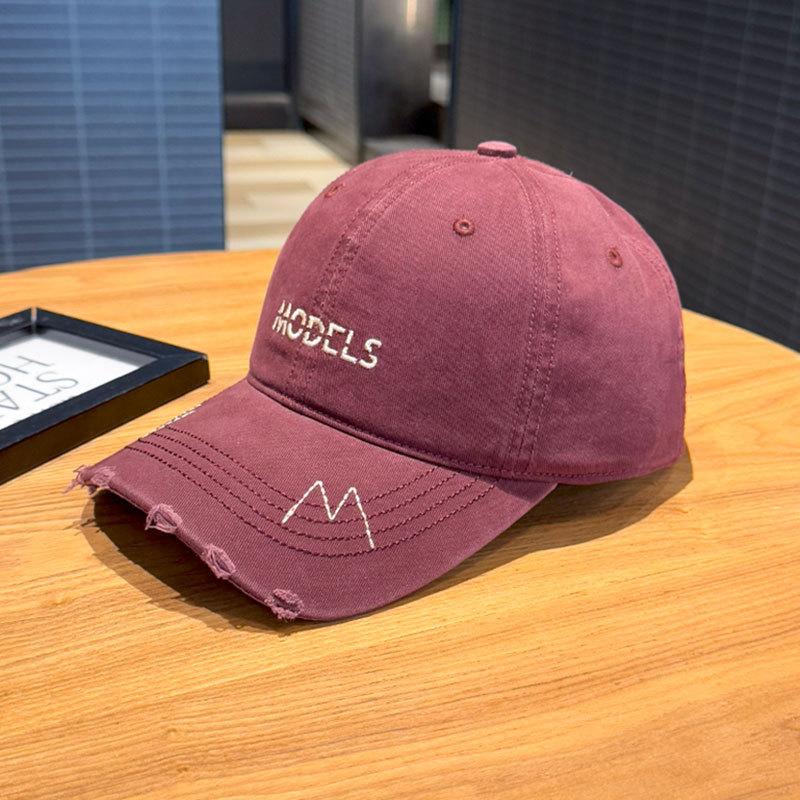 Baseball Cap Broken Brim Embroidery Letter Hat Female Peaked Cap Male Face Small Spring and Autumn Wide Brim