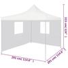 Profi Pop Up Party Tent Foldable with 2 Side Walls 3*3 M Steel White