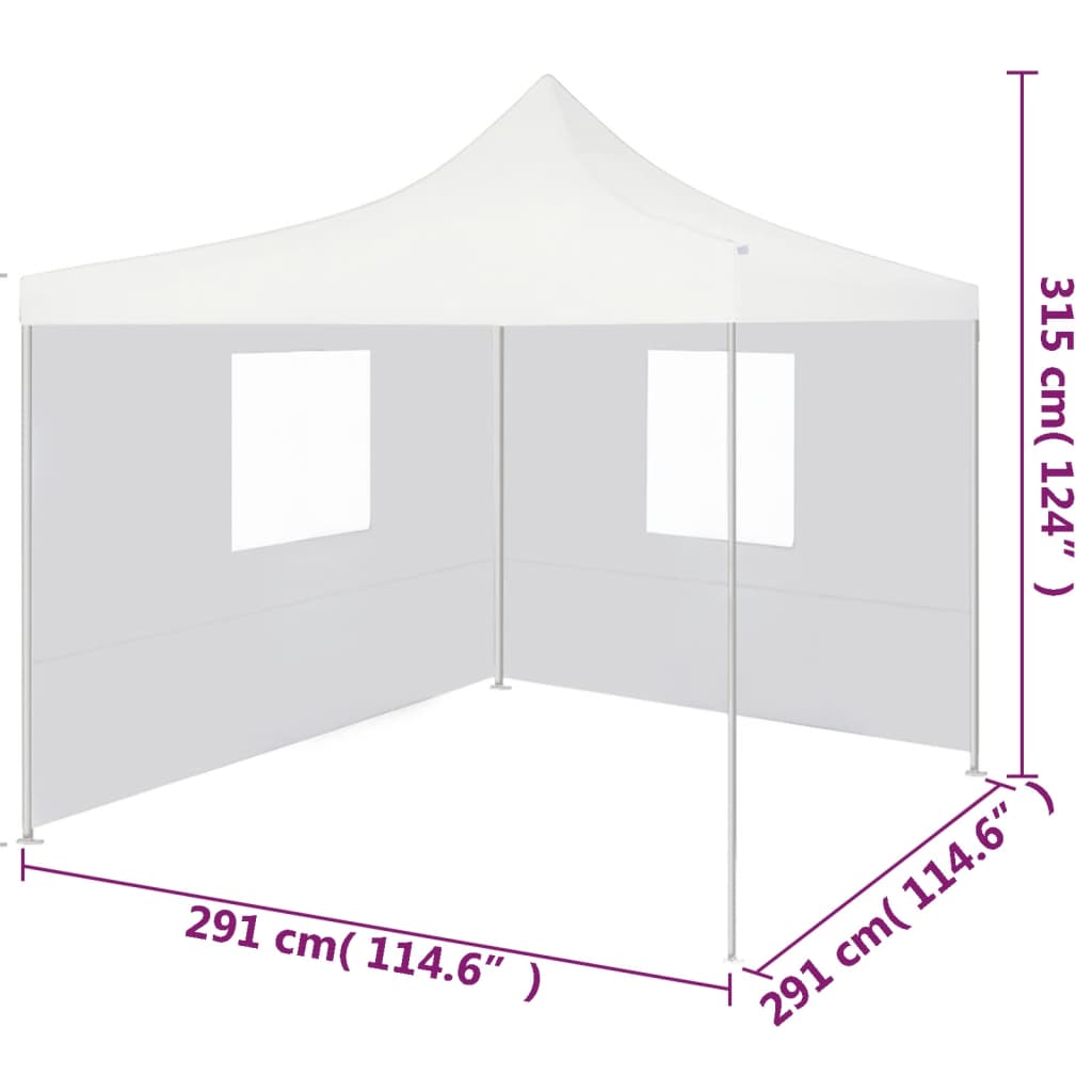 Profi Pop Up Party Tent Foldable with 2 Side Walls 3*3 M Steel White