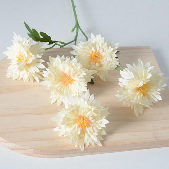5 Heads Artificial Chrysanthemums Flowers Fake Mums Flower Bouquets with Stem Faux Silk Floral Arrangements for Vase DIY Wedding Centerpiece