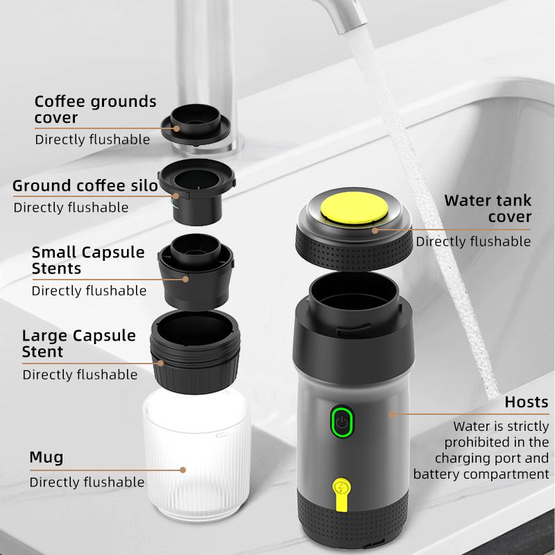 Portable Wireless Coffee Maker, Rechargeable Capsule Espresso Machine, Outdoor Convenient Coffee Maker