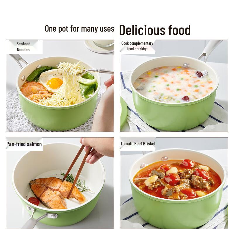 Avocado Green Ceramic Non-stick Milk Pot for Baby Food
