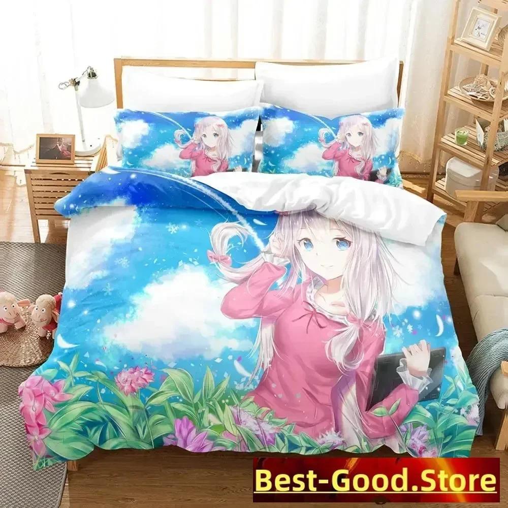 New Sagiri Izumi Bedding Set Cartoon Anime Three-Piece Set Adult Kid Bedroom Duvetcover Sets 3D Kawaii Girls