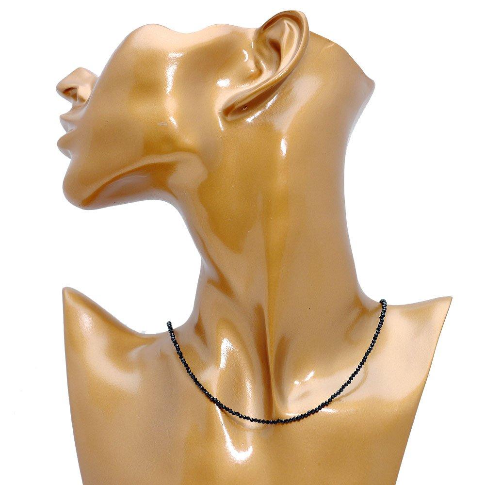 Ko Black Spinel Necklace for Sterling Silver Black Thin [Silver One] Men, 925, [Extra 2mm, 45cm]
