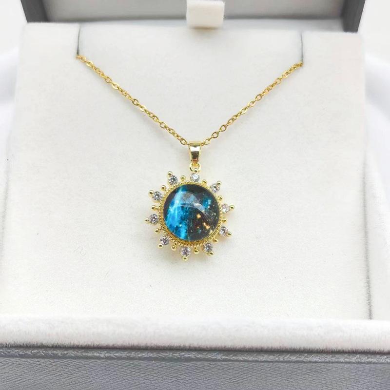 

1 Pcs Steel Necklace Copper Pendant Starry Sky Series Sun Styling Collarbone Chain Women s Girls Elegant Accessories