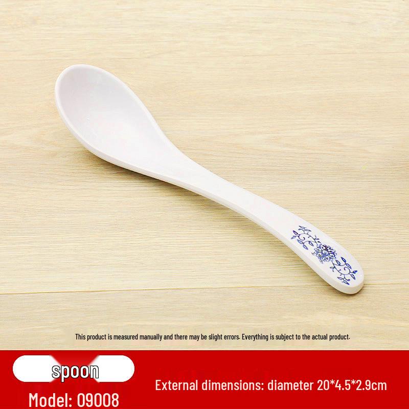 Retro Blue & White Melamine Dinnerware Set: Noodle & Soup Bowls, Plates for Restaurants & Noodle Shops
