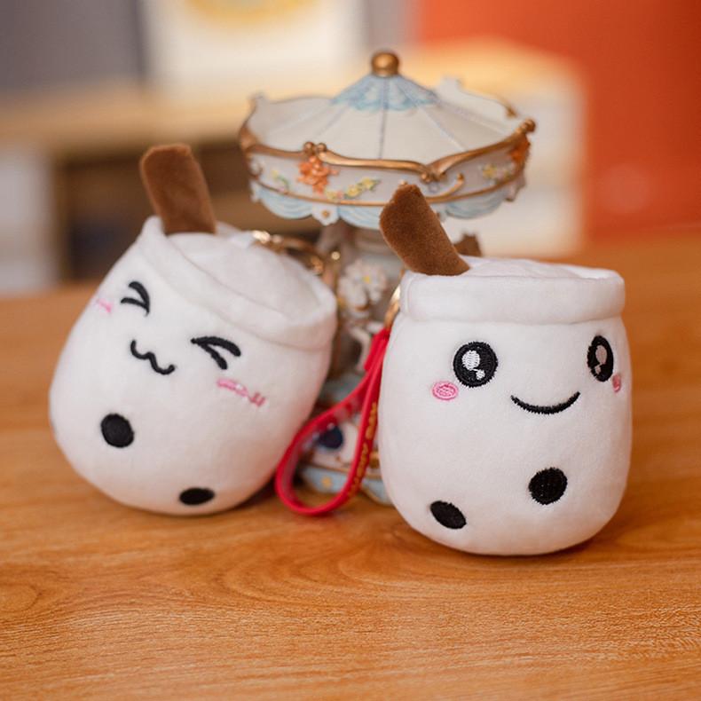 Cup Tea Milk Plush Keychain Cute Bag Pendant Cartoon Doll Kids Gift Birthday