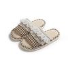 Women's Lace Plaid Linen Cotton Slippers for Indoor Comfort