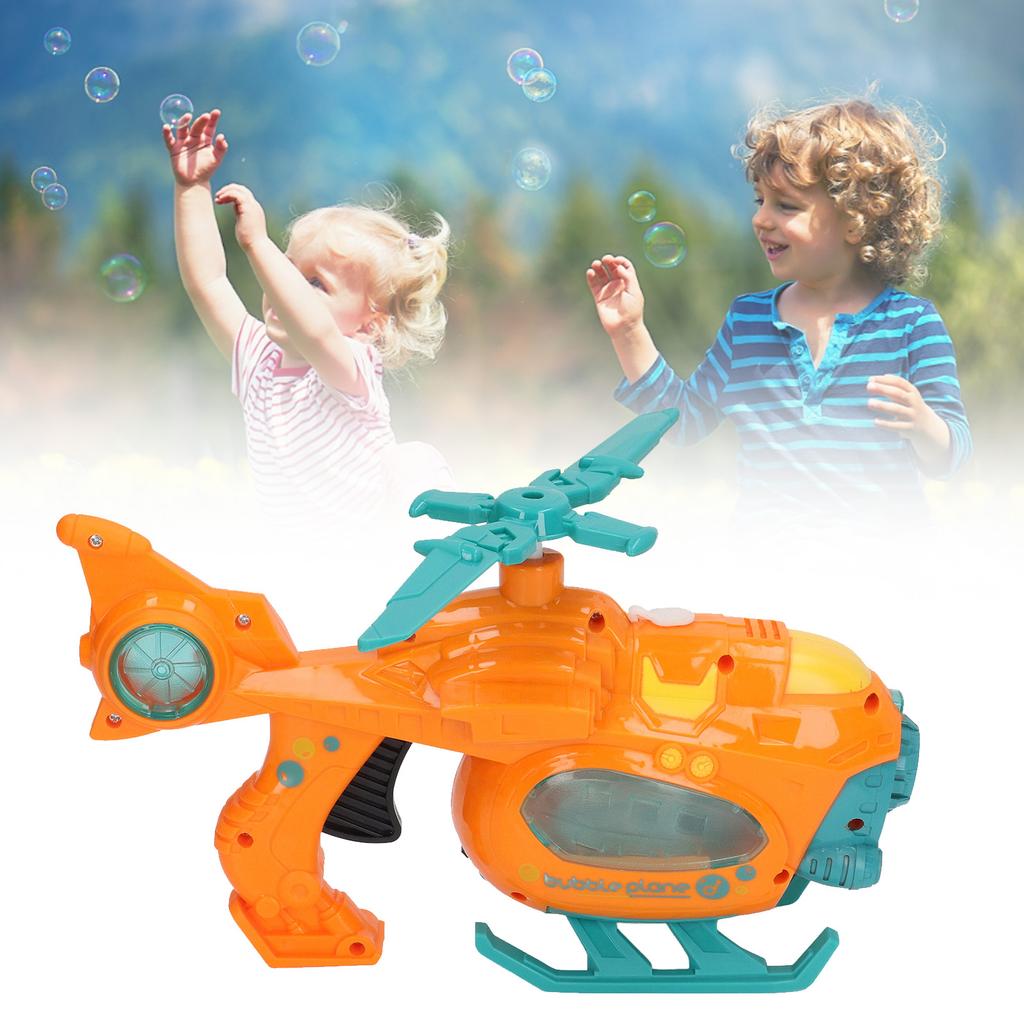 Bubble Blowing Toy Helicopter Shape Sound Light Battery Powered Automatic Bubble Making Toy