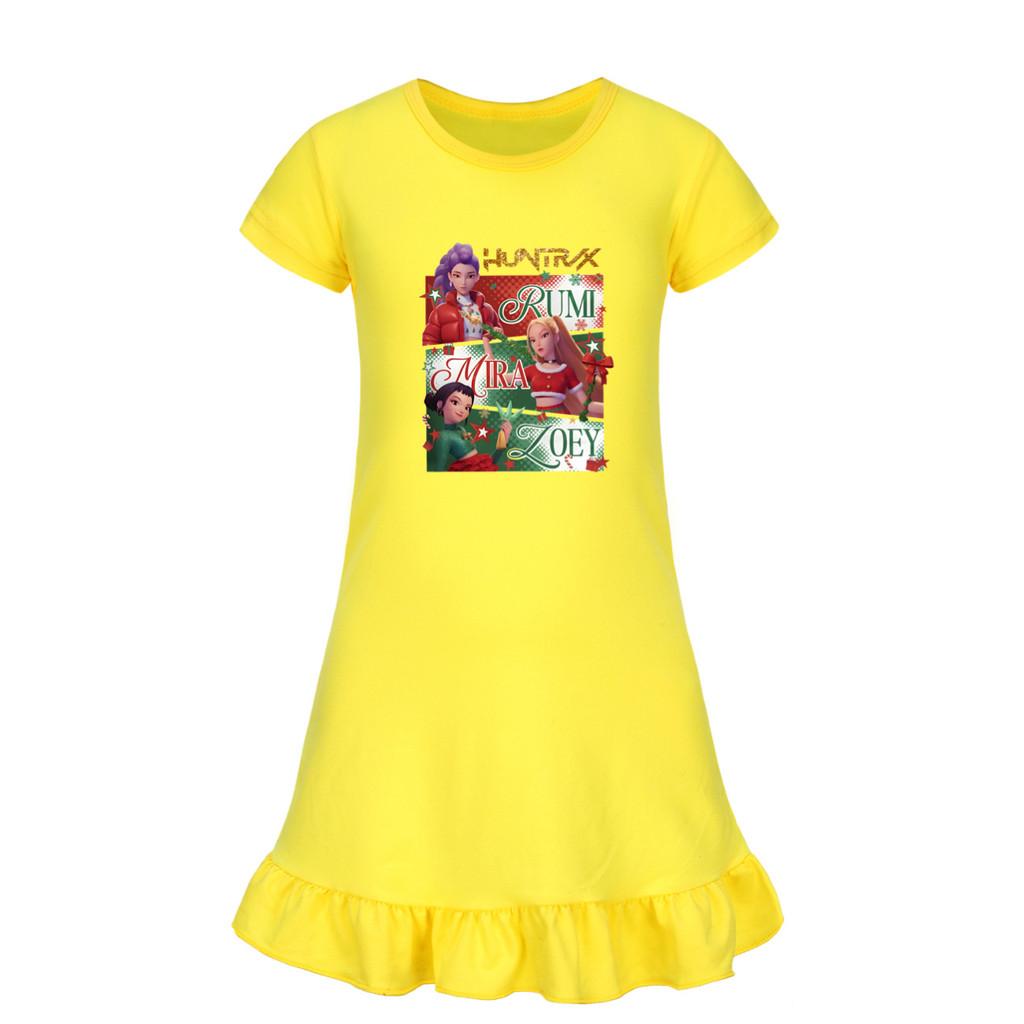 5181 Kinder Mädchen Weihnachten Neujahr Mira Zoey Rumi Bedrucktes Rüschen Kurzarm Freizeitkleid