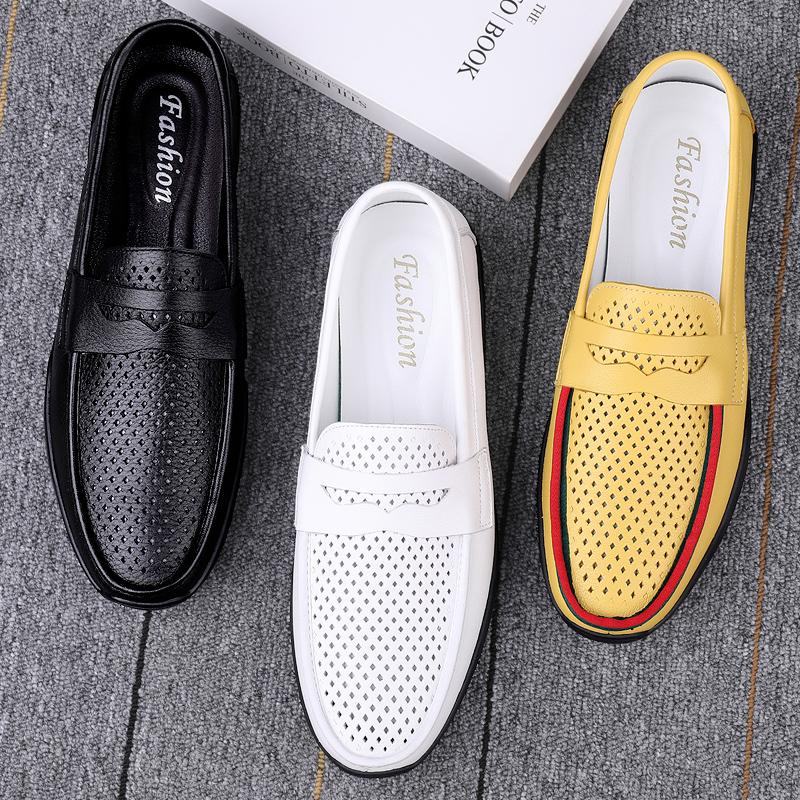 Pánské boty na jaro, luxusní pánské boty, ležérní boty pro muže, společenské módní boty z pravé kůže, mokasíny s úzkým výstřihem, formální mokasíny