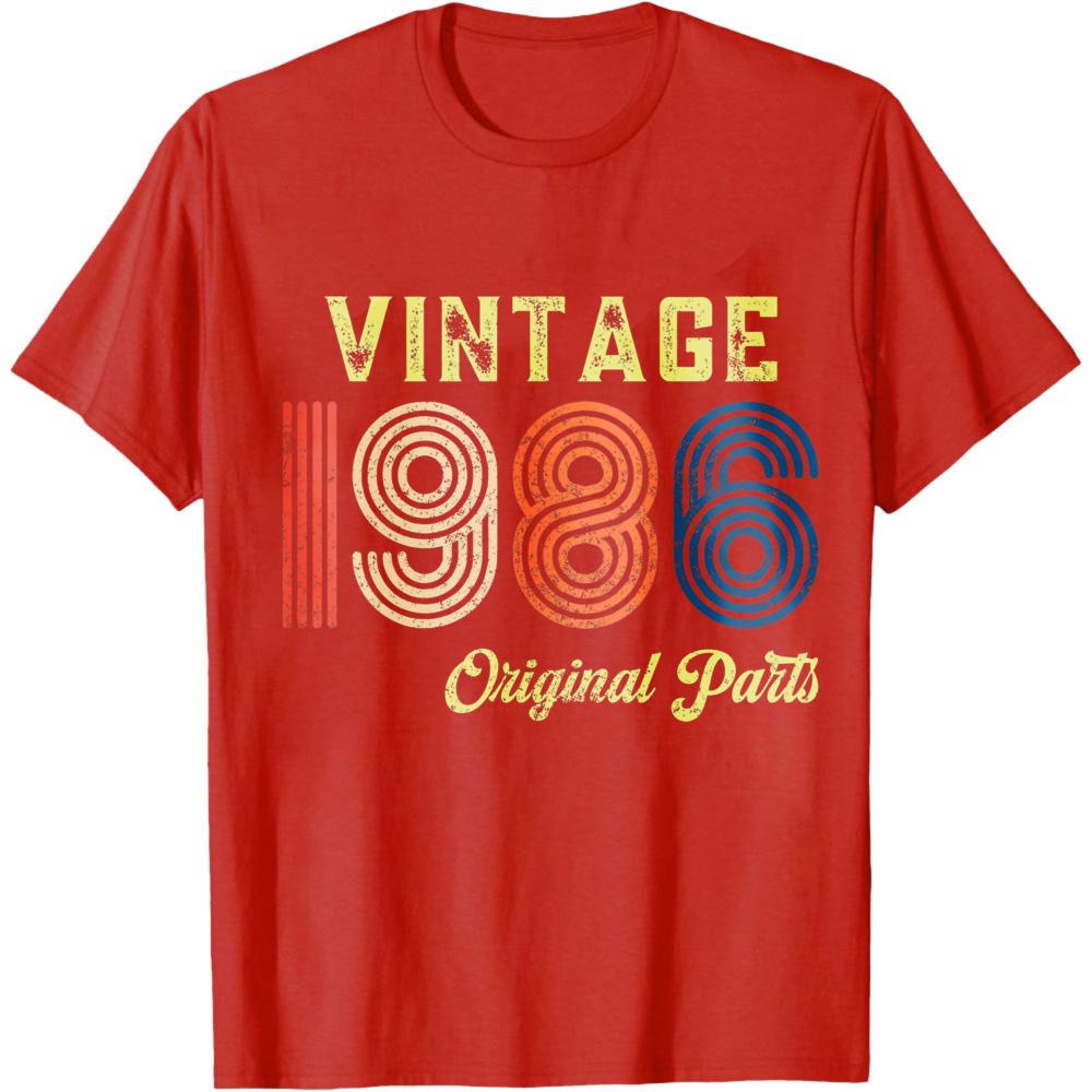 

Vintage 1986 Original Parts Summer Men TShirt Retro Style Classic Design Birthday Gift For Him Casual Wear 1986 Themed Outfit S