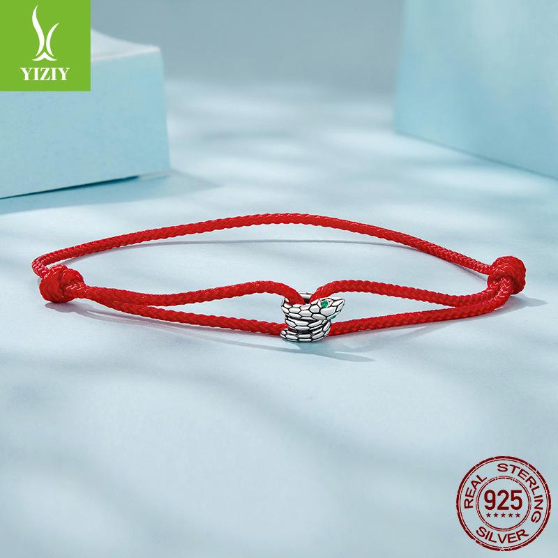 S925 Sterling Silver Spirit Snake Red Hand Rope Bracelet, Fashionable And Popular Lucky Hand Rope Hand Jewelry