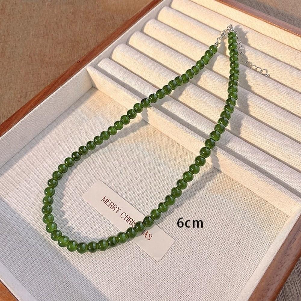 Glas Grüne Perlen Halskette 4 6 8 10mm Schlüsselbein Kette Neue Choker Halskette Damen