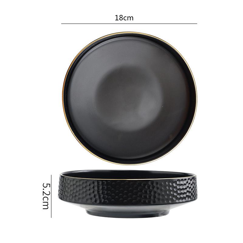 Gold-plated Ceramic Bowl Household Soup Bowl Salad Bowl Dessert Bowls Snack Bowls Restaurant Circular Solid Color Tableware