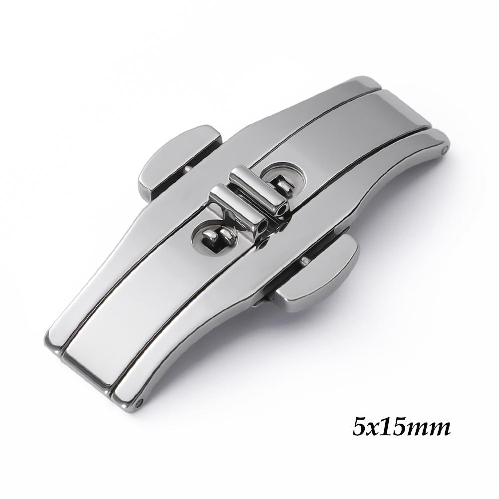 Watch Accessories Double Push Automatic Butterfly Watchband Buckle Steel Folding Clasp Metal Men Women Watch Button 4mm 5mm 6mm