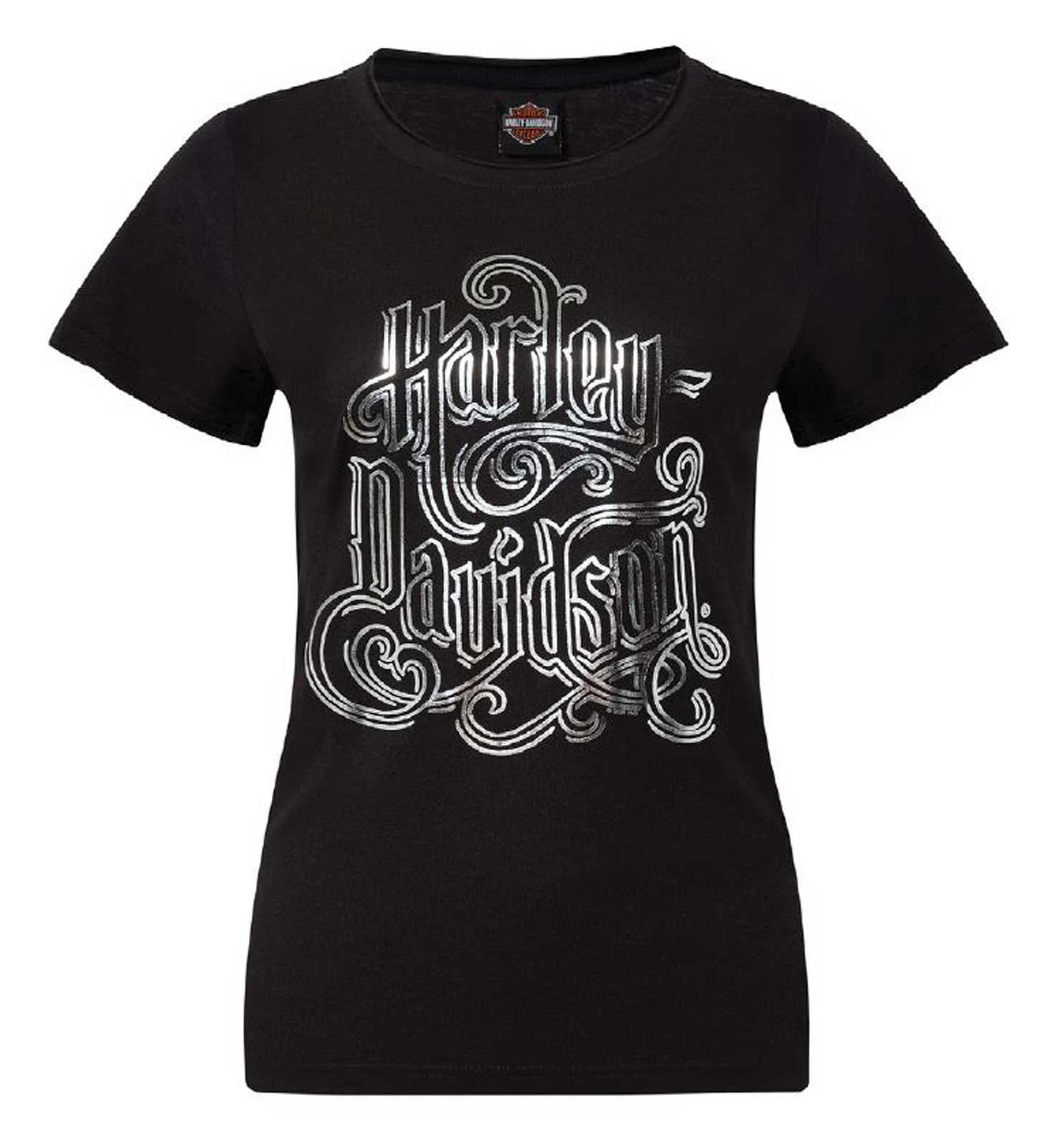 Harley-Davidson Women s Whoa Foil Scoop Neck Short Sleeve Tee, Black S