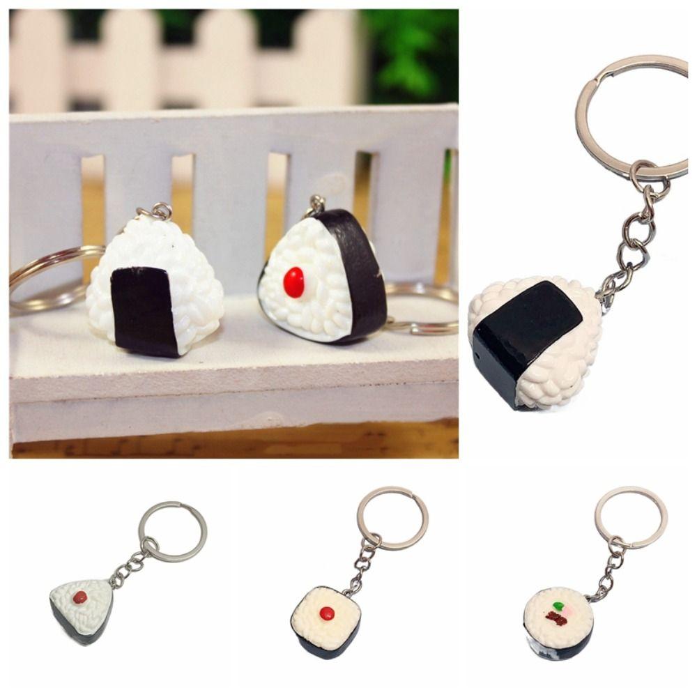 Resin Simulation Japanese Sushi Key Chain Simulation Japanese Rice Ball Model Pendant  Jewelry Girl
