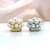 Faux Pearl Button Cover Alloy Elegant Clip-On Button Covers Removable No-Sew Button Covers for Women Shirts Blouses Wedding