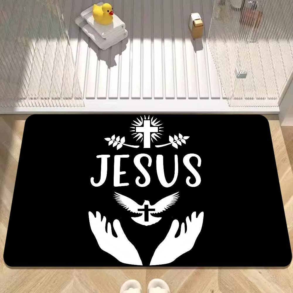1 sztuka Chrześcijańska Mata Łazienkowa z Jezusem Dekoracja Pokoju Dziecięcego Sypialni Balkon Antypoślizgowa Wycieraczka Salon Dywanik Powitalny