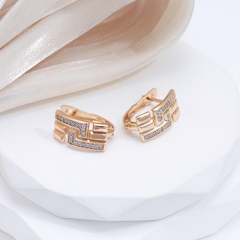 Kinel Carving Rose Gold Color Drop Earrings For Women Vintage Natural Zircon Fine Jewelry