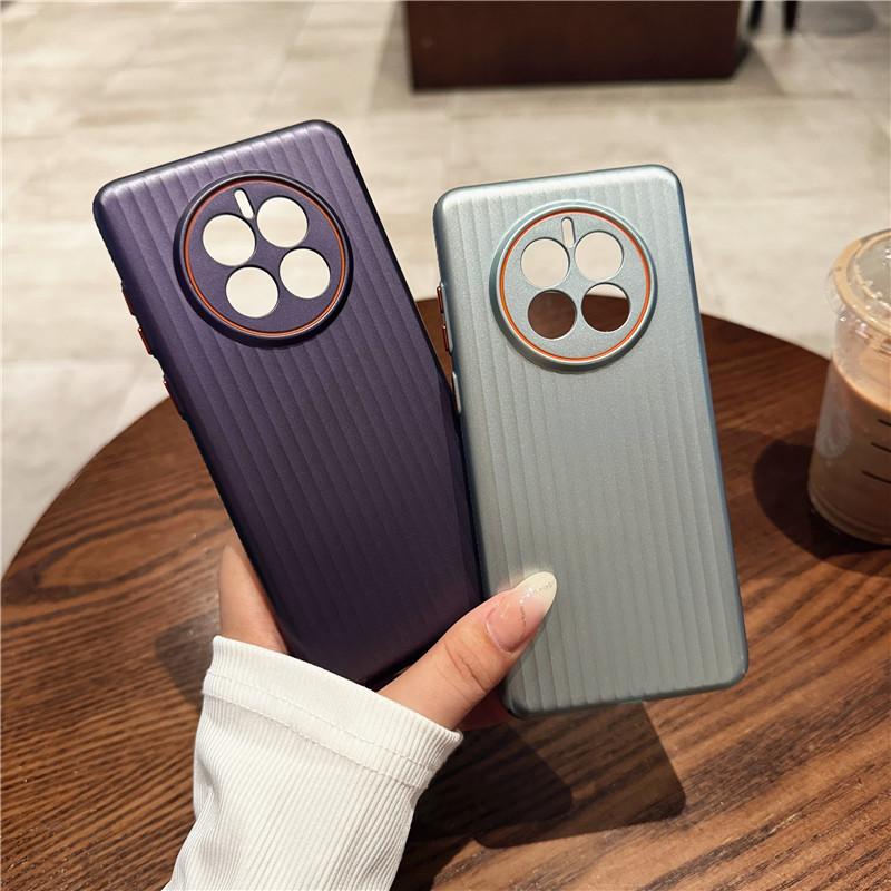 For Huawei Mate 50 50E 40 40E 30 30E Pro Plus Corrugated Grain Plating Metallic Paint Anti Fingerprint PC Shockproof Anti-Slip Back Cover Case Shell