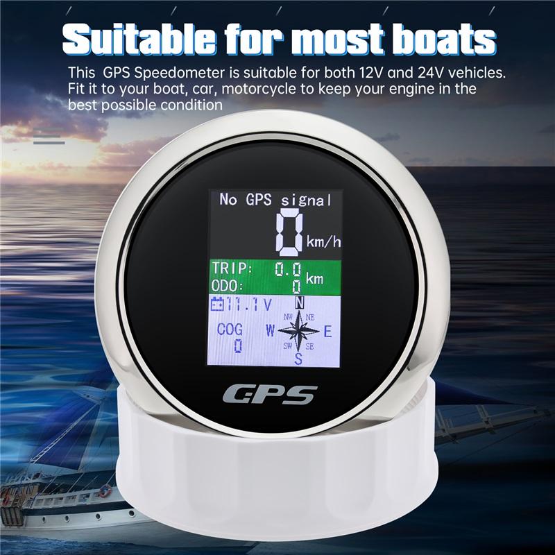 Universal 85mm Digital GPS Speedometer Odometer with GPS Antenna TFT Screen Waterproof Voltmeter for 12V Boat Car Motorcycle