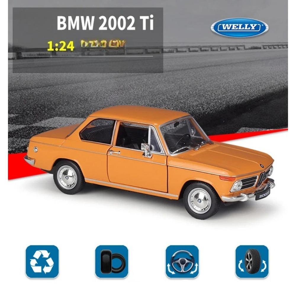 WELLY 1/24 BMW 2002 TI Alloy Miniature Car Model Diecast Metal Scale Model Car Diecast Metal Static Collection Children Toy Car