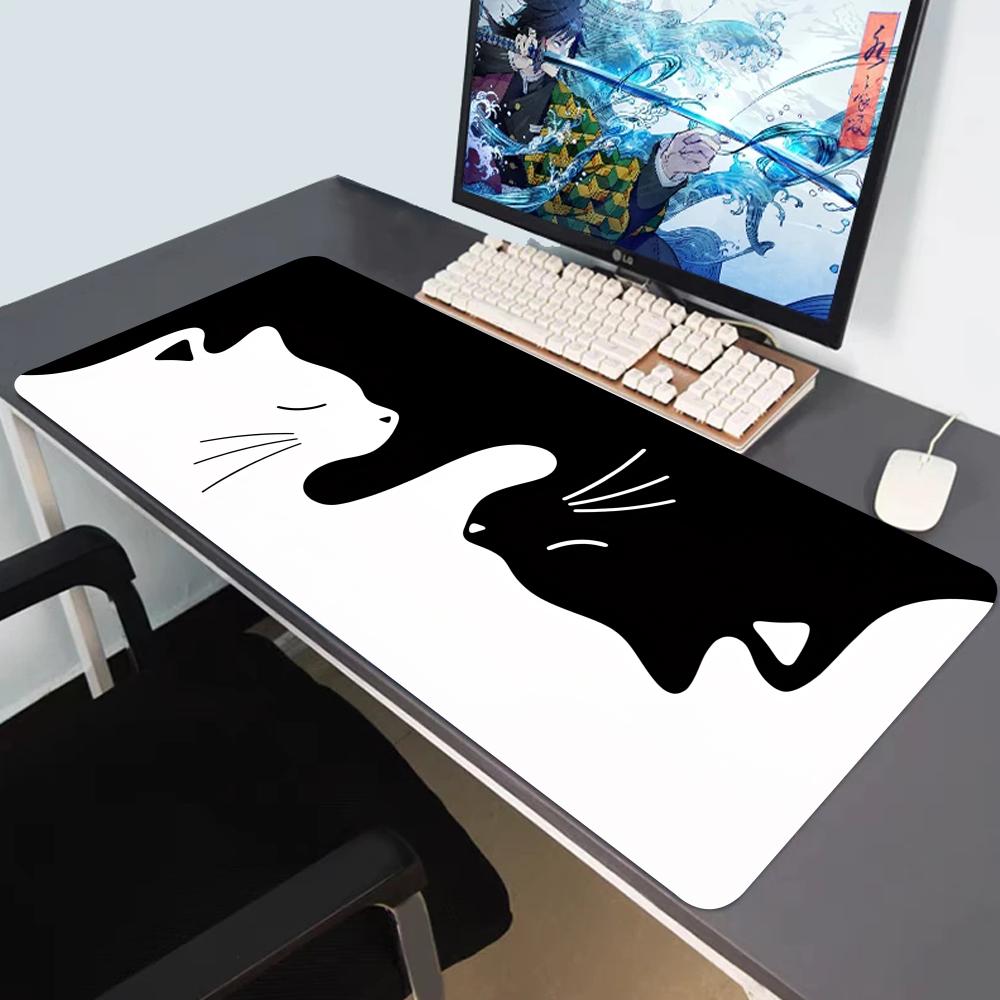 HYBXAXC black and white cats fun cute cool Mouse Pad Nonslip Lockedge Thickened Desktop MousePad Large Comfort Gaming Student 400x800x2mm
