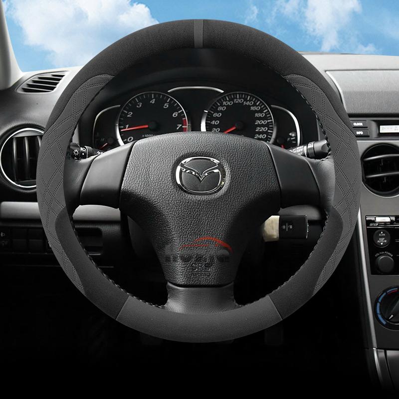 Suede Car Steering Wheel Cover for Mazda 2 3 6 CX5 CX90 CX30 CX60 2015 - 2024 2025 2026 Accessories