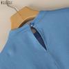 ZANZEA Women Casual Round Neck Solid Color Short Sleeve Blouse