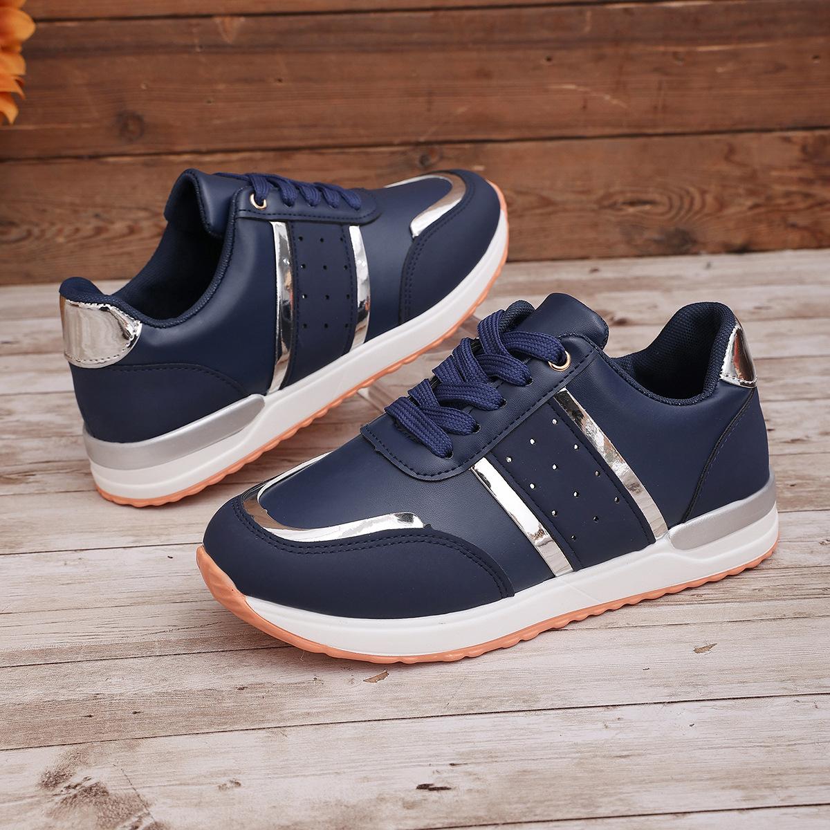 

Thick-Soled Large-Size Women S Sports Shoes Spring And Autumn New Color Matching Round Head Lace-Up Dad Shoes Women 43