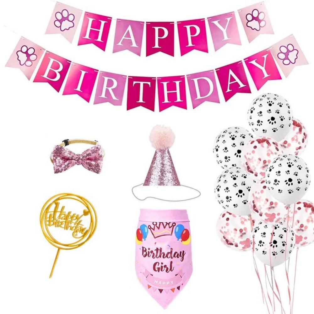 Dog Sequins Hat Cat Birthday Hat Bow Tie Creative Dog Birthday Triangle Scarf  Pet Accessories