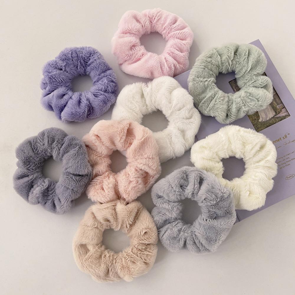 Korean Retro Folded Chiffon Scrunchies for Women, Sweet Temperament Oversize Hair Tie