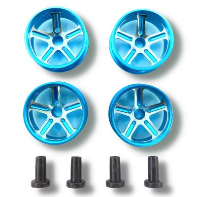 TAGATORON Medium Diameter Low Height 5 Spoke Aluminum Wheels, Diameter 20mm, Bushings Included, Set of 4 (7. Sky Blue)