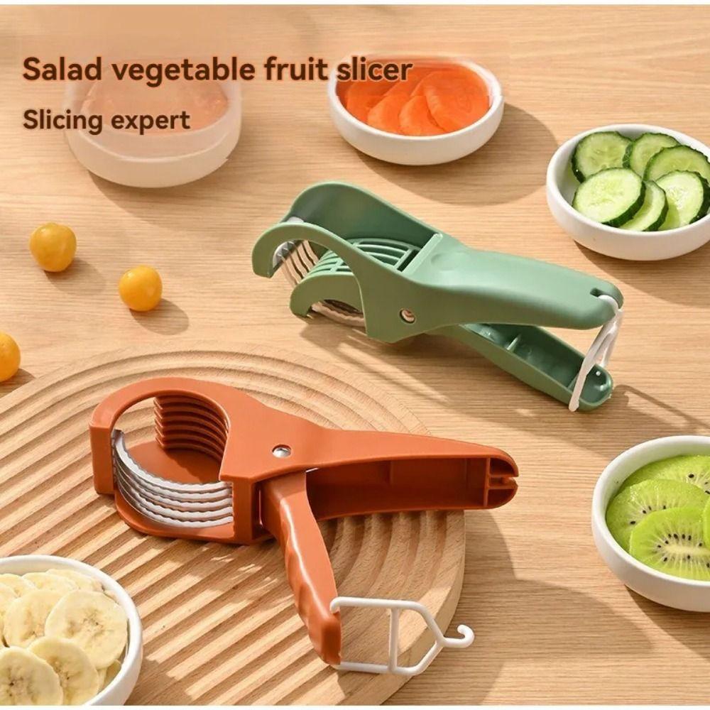 Non-slip Handle Manual Fruit Slicer Stainless Steel Fruit Chopping Tool Banana