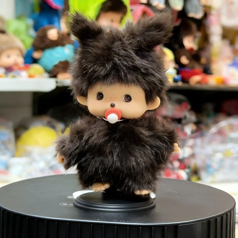 Monchhichi Key Ring Pendent Plush Adorable Cartoon Doll Backpack Ornaments Mengqiqi Bag Charms Plush Monkey Keyrings Birthday Gift