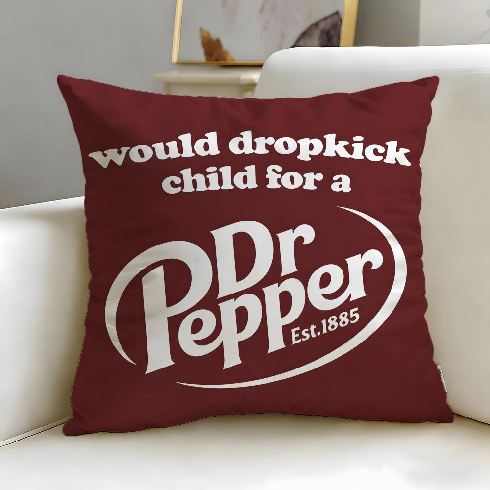Classic Beverage Brand Dr Pepper Cushion Cover Soft & Easy-Wash Pillow Case – Versatile for Couch, Bed, Travel and Office