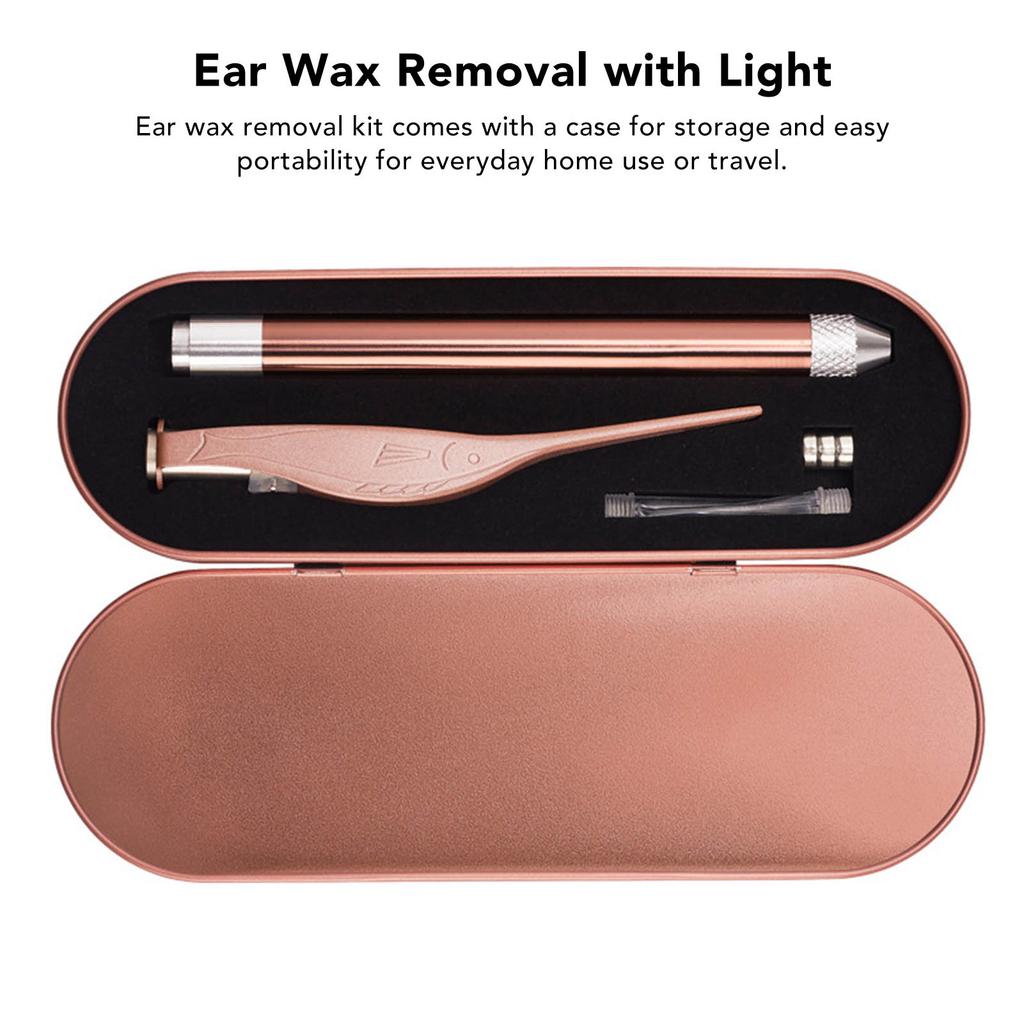 Light Ear Spoon Full Polishing Visible Ear Wax Removal with Light for Ear Cleaning Tool Rose Gold