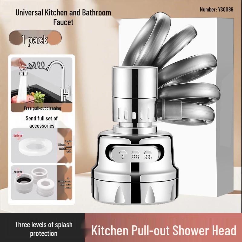 Universal Swivel Kitchen Faucet Nozzle with Anti-Loosening Rotatable Extension Hose
