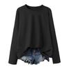 Women's Fashionable Solid Color Round Neck Long Sleeved Sports Casual Pullover Sweatshirt Top