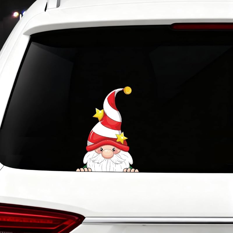 Christmas Decor Elf Peeking Sticker, Car Window Decals Vinyl Waterproof Stickers for Cars Truck SUV Laptop Bumper Car Stickers and Decals (Elf)