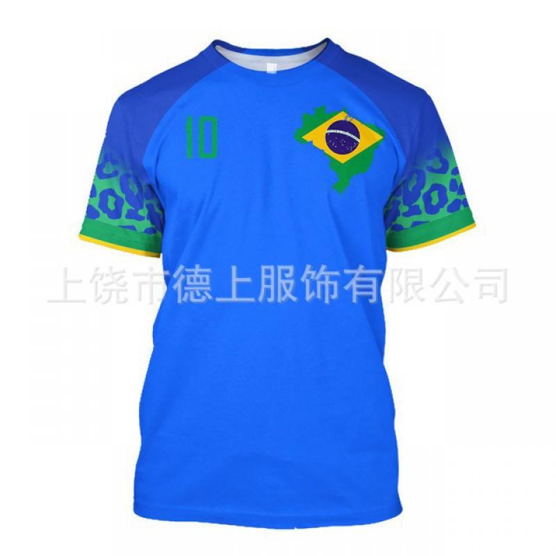 Herren T-Shirt Brasilien Fußball Nationalmannschaft Kurzarm Rundhals Feuchtigkeitsableitend Lässiges T-Shirt